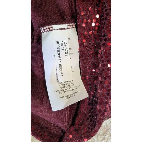 Express Med Burgundy Red Sequin Slip Dress Spaghetti Strap Holiday Party Dress - Picture 5 of 6